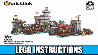 LEGO Bricklink 910047 Medieval Seaside Market building instructions