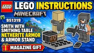 LEGO 951319 Minecraft - Smith with Smithing Table Netherite Armour and Armour Stand building instructions